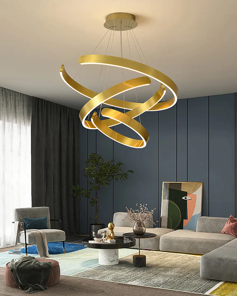 WOMO Gold Tiered Ring Chandelier-WM2916 - Image 6