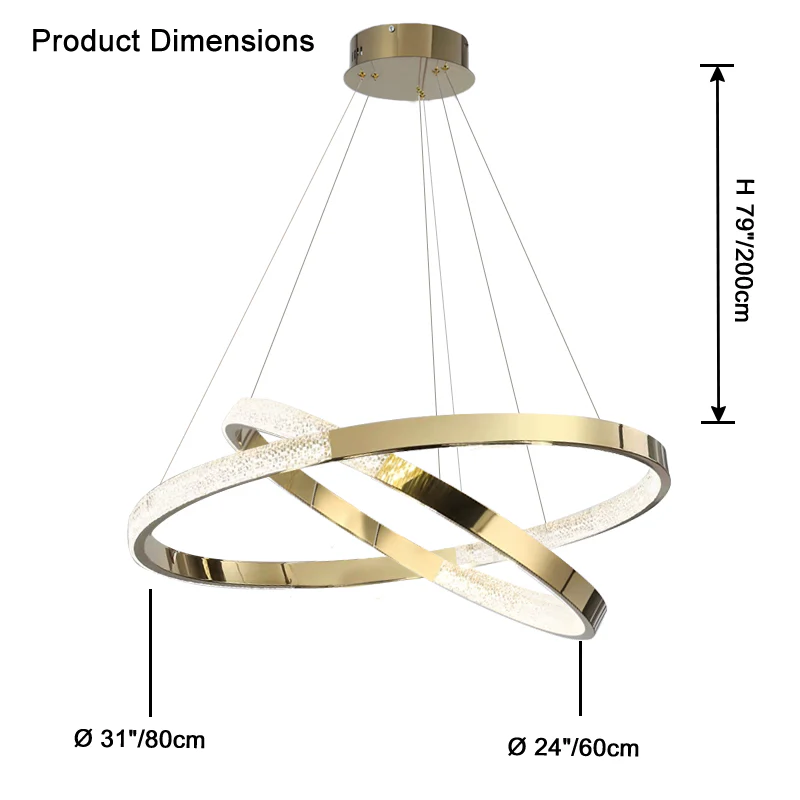 WOMO Gold Tiered Ring led Chandelier-WM2796 - Image 10