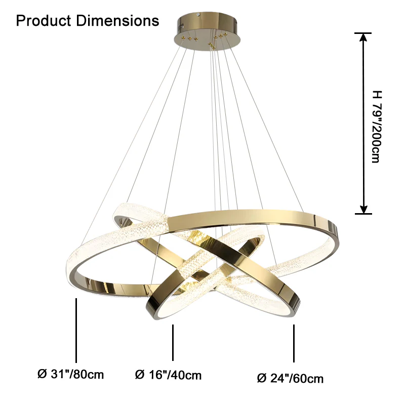 WOMO Gold Tiered Ring led Chandelier-WM2796 - Image 12