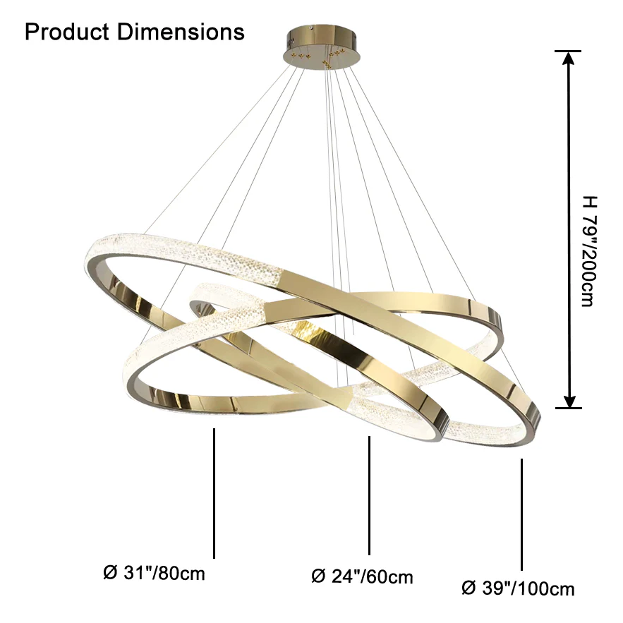 WOMO Gold Tiered Ring led Chandelier-WM2796 - Image 14