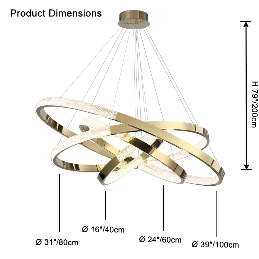 WOMO Gold Tiered Ring led Chandelier-WM2796 - Image 16