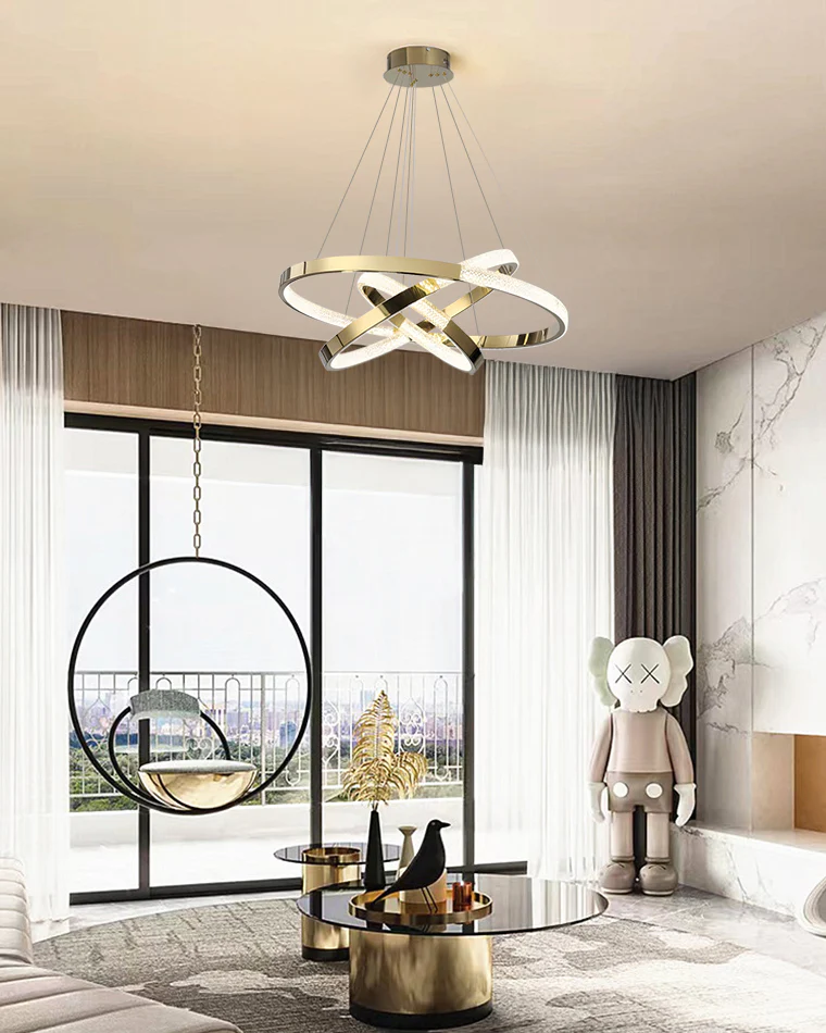 WOMO Gold Tiered Ring led Chandelier-WM2796 - Image 3