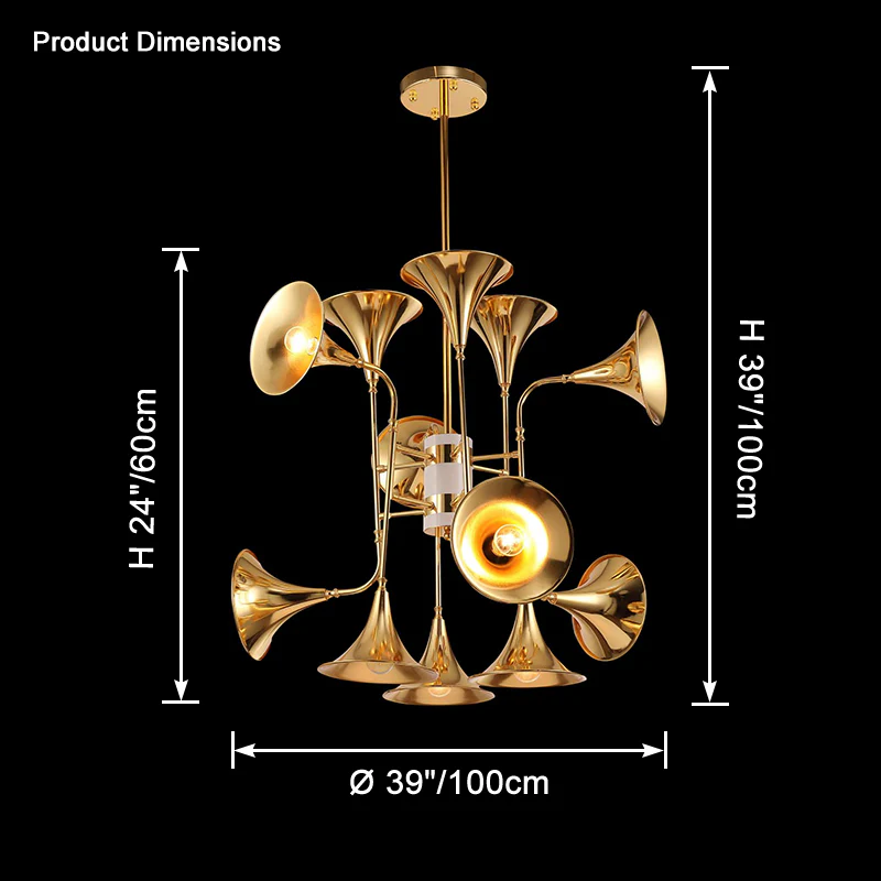WOMO Gold Trumpet Art Deco Chandelier-WM2614 - Image 16