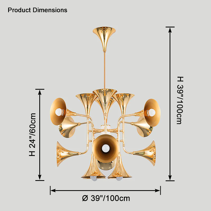 WOMO Gold Trumpet Art Deco Chandelier-WM2614 - Image 18