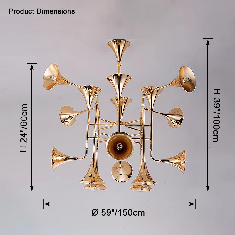 WOMO Gold Trumpet Art Deco Chandelier-WM2614 - Image 20
