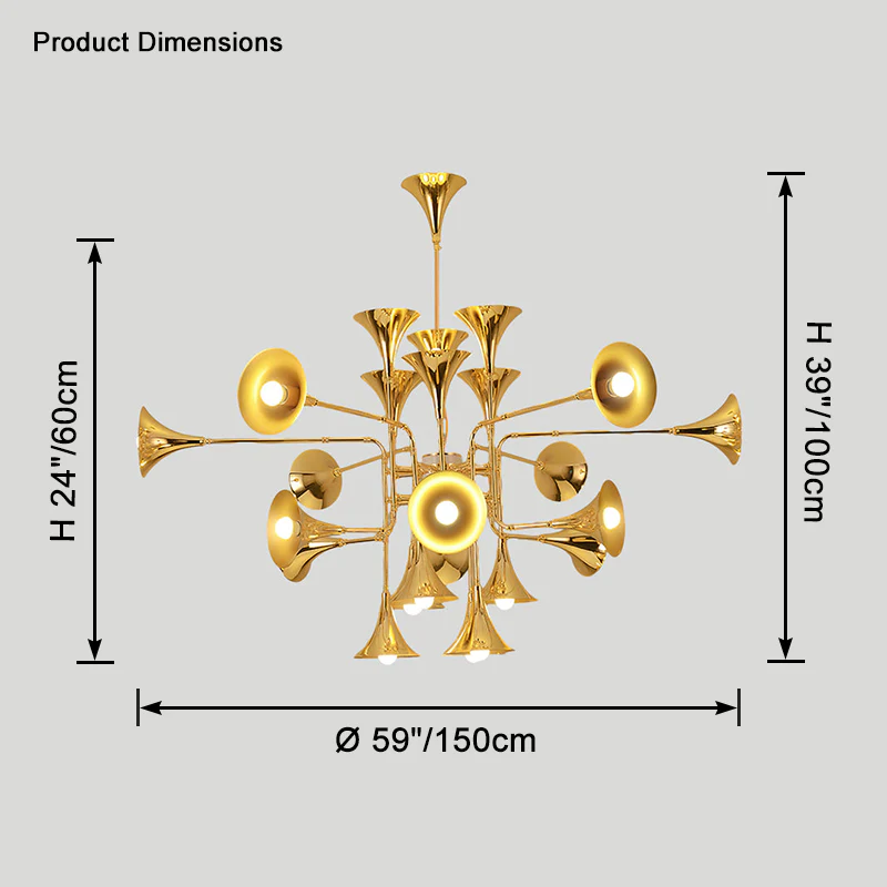 WOMO Gold Trumpet Art Deco Chandelier-WM2614 - Image 22