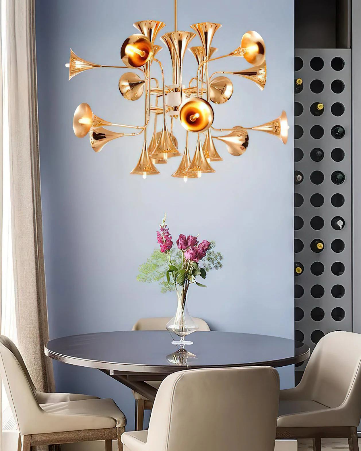 WOMO Gold Trumpet Art Deco Chandelier-WM2614 - Image 3
