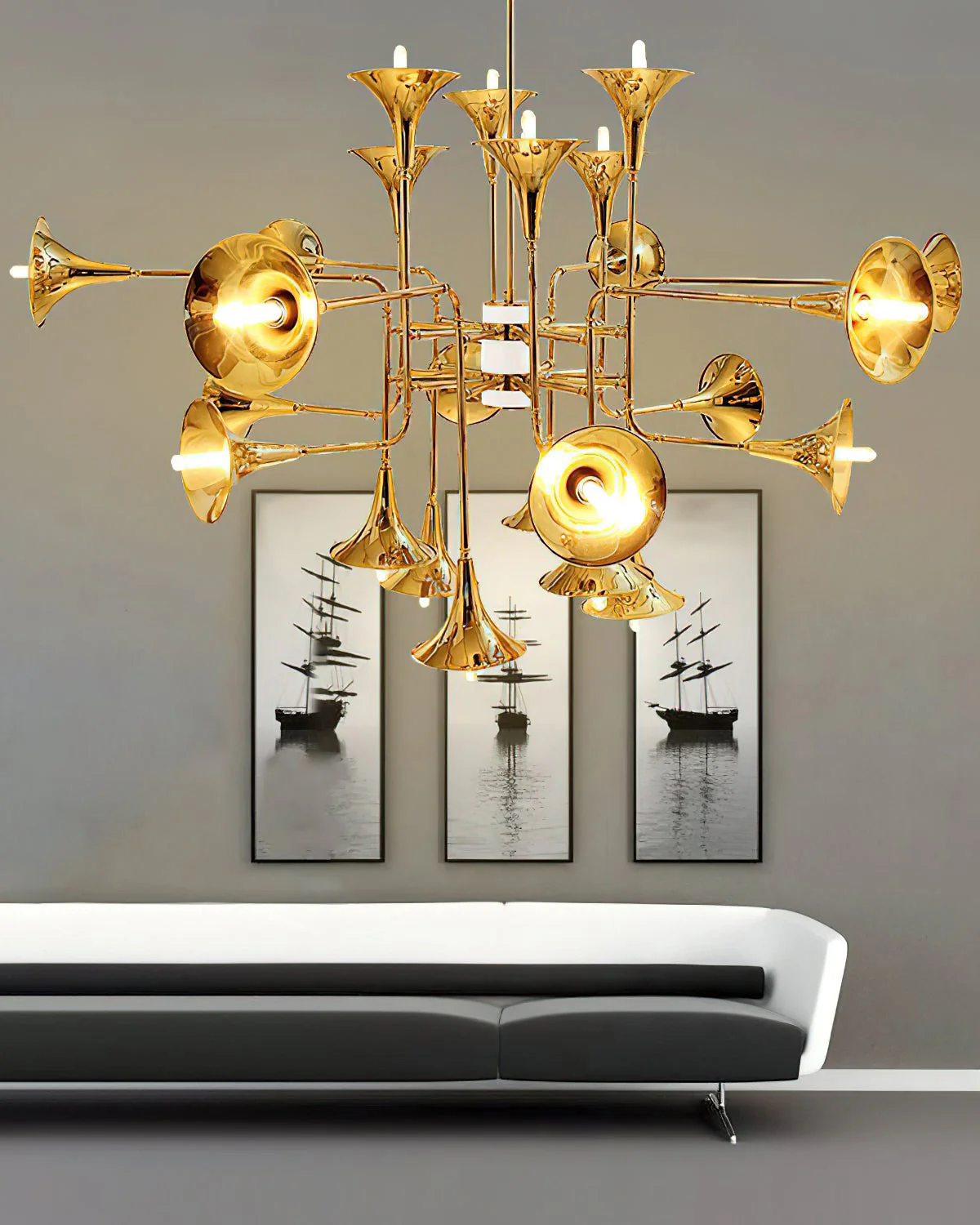 WOMO Gold Trumpet Art Deco Chandelier-WM2614 - Image 4