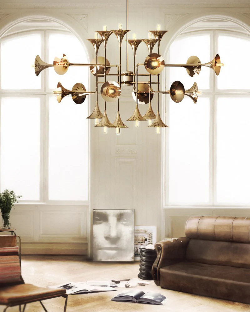 WOMO Gold Trumpet Art Deco Chandelier-WM2614 - Image 7