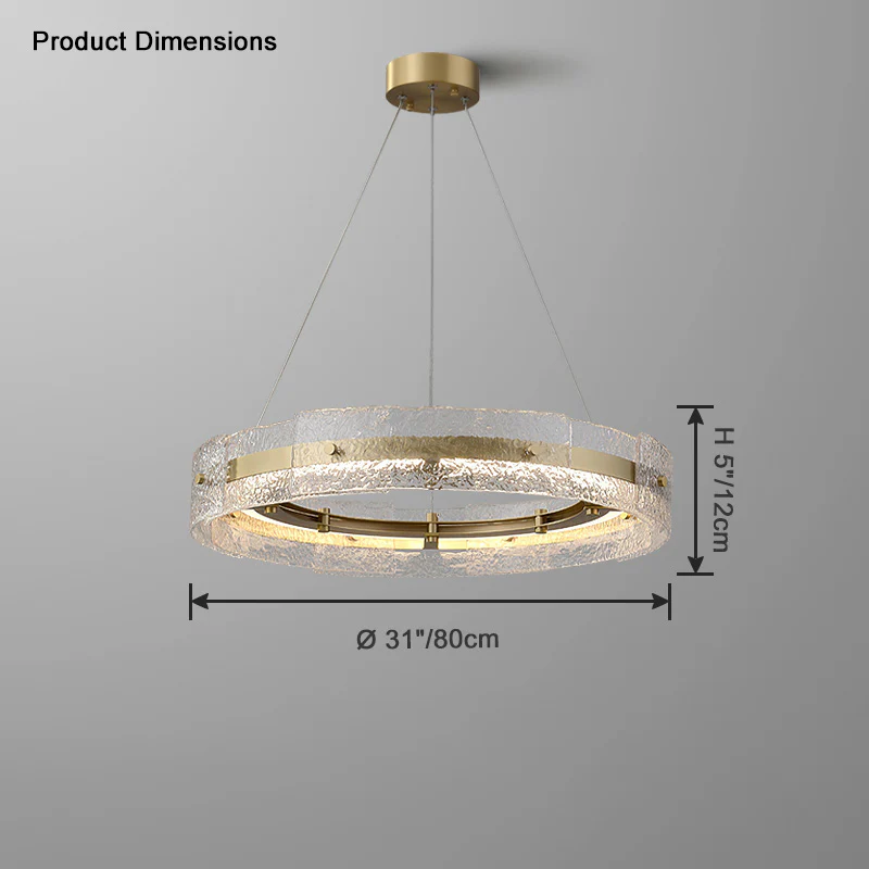 WOMO Hammered Glass Round Brass Chandelier-WM2351 - Image 11