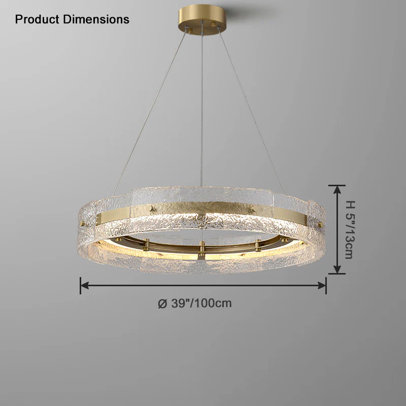 WOMO Hammered Glass Round Brass Chandelier-WM2351 - Image 13