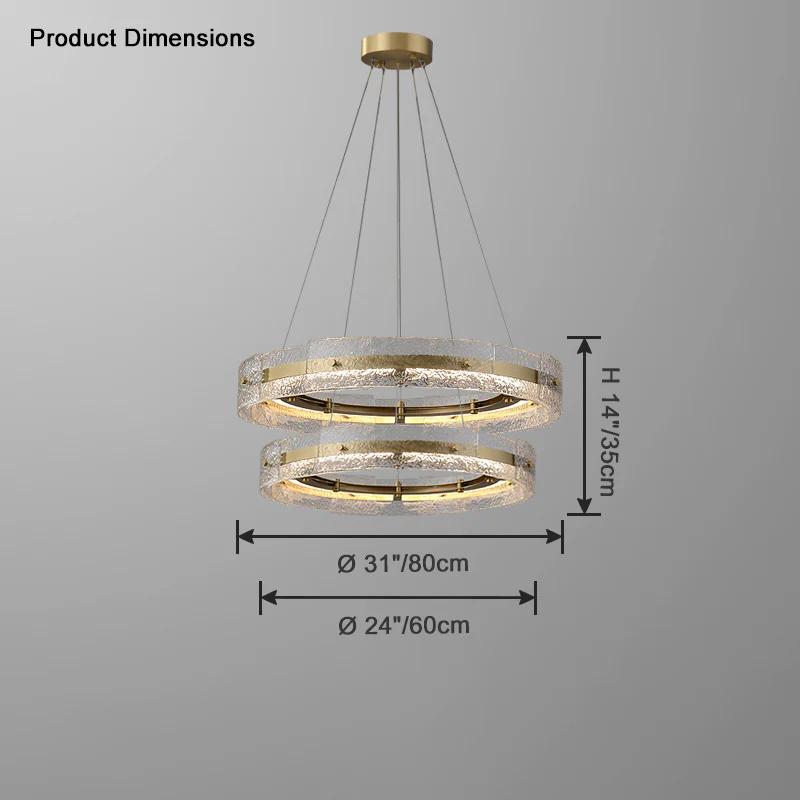 WOMO Hammered Glass Round Brass Chandelier-WM2351 - Image 15