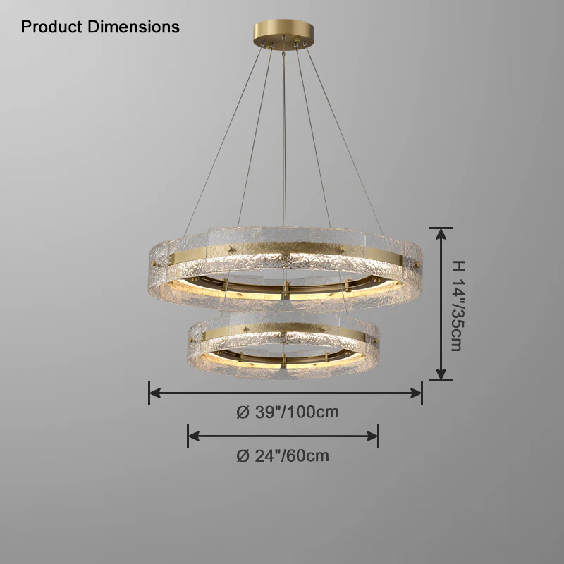 WOMO Hammered Glass Round Brass Chandelier-WM2351 - Image 17