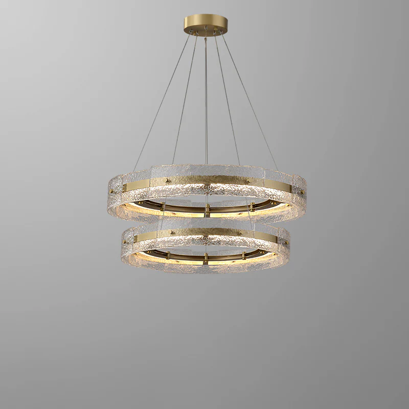 WOMO Hammered Glass Round Brass Chandelier-WM2351 - Image 18