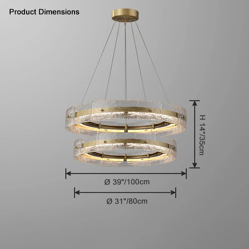 WOMO Hammered Glass Round Brass Chandelier-WM2351 - Image 19