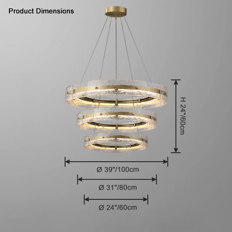 WOMO Hammered Glass Round Brass Chandelier-WM2351 - Image 21