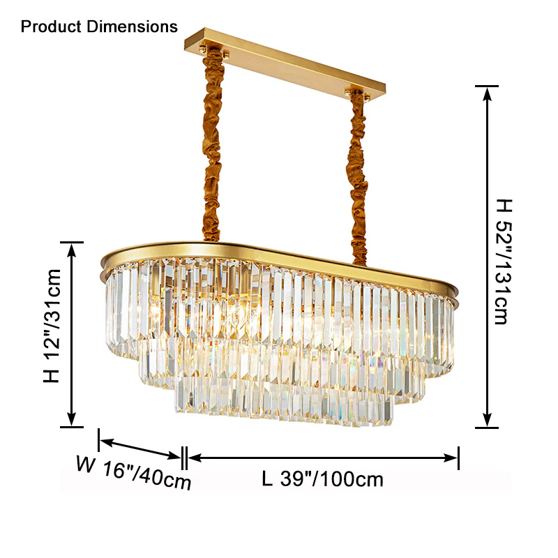 WOMO Tiered Oval Crystal Chandelier-WM2489 - Image 11