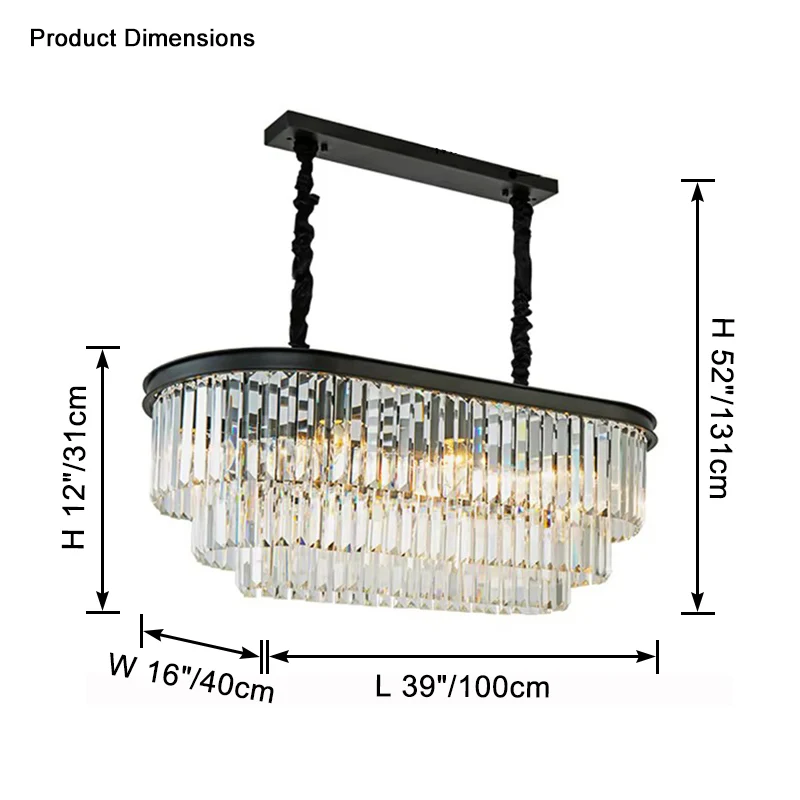 WOMO Tiered Oval Crystal Chandelier-WM2489 - Image 9
