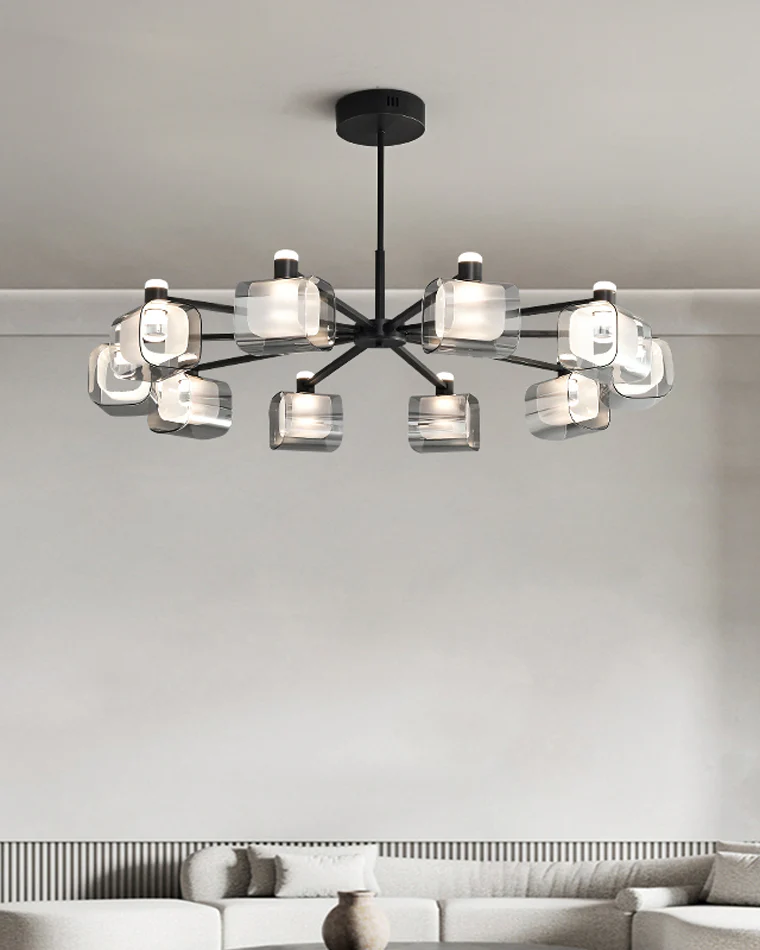 WOMO Hollow Rectangular Glass Chandelier-WM2223 - Image 2
