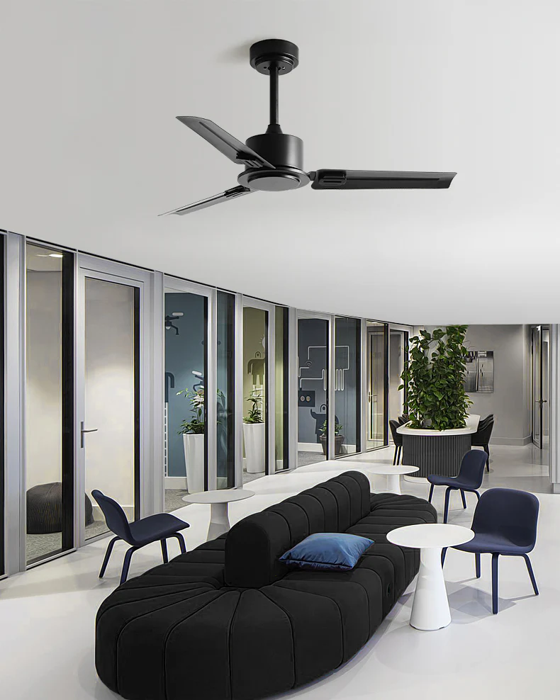 WOMO Industrial Metal Black Ceiling Fan-WM5217b - Image 2