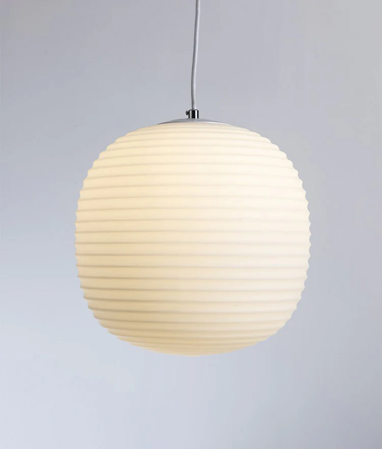 WOMO Lantern Ribbed Milk Glass Pendant Light-WM2676 - Image 11