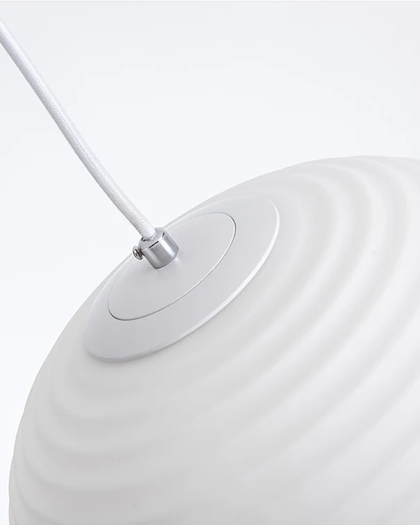 WOMO Lantern Ribbed Milk Glass Pendant Light-WM2676 - Image 14