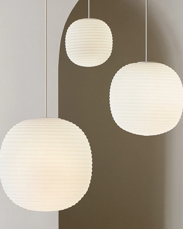 WOMO Lantern Ribbed Milk Glass Pendant Light-WM2676 - Image 5