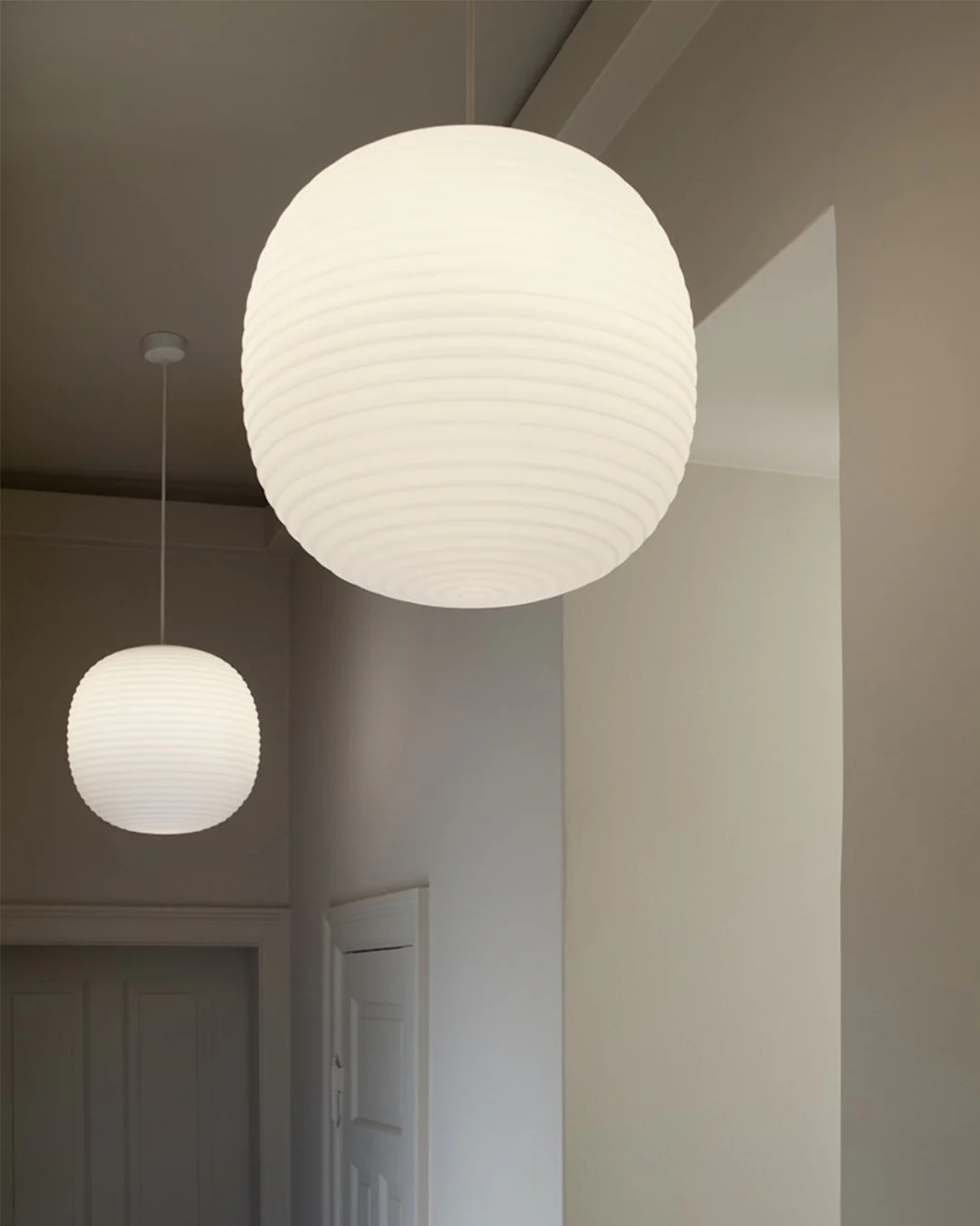 WOMO Lantern Ribbed Milk Glass Pendant Light-WM2676 - Image 6