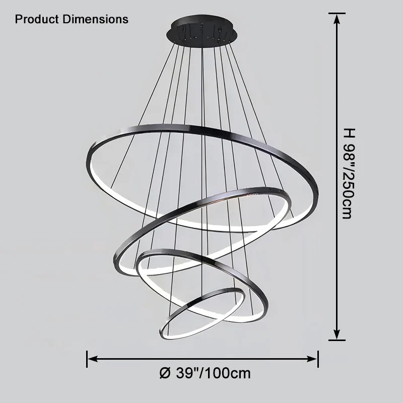WOMO Large Tiered Ring Foyer Chandelier-WM2654 - Image 17