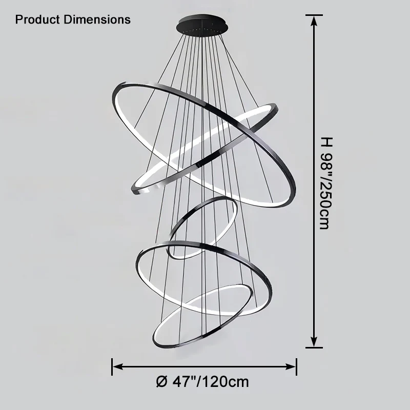 WOMO Large Tiered Ring Foyer Chandelier-WM2654 - Image 19