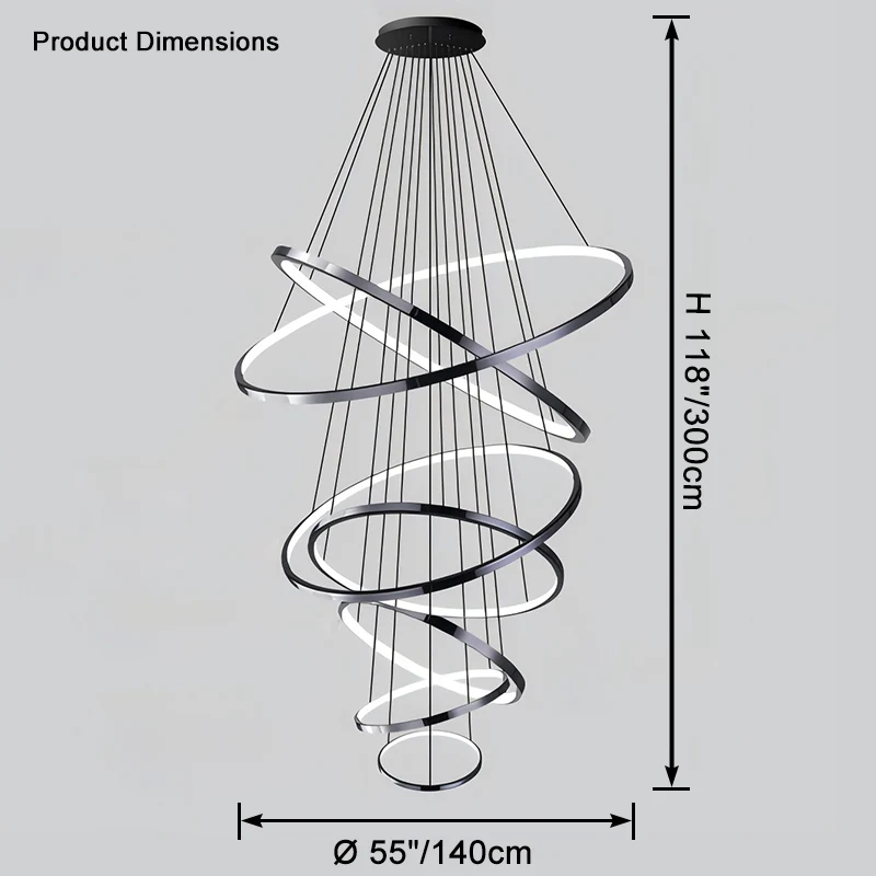 WOMO Large Tiered Ring Foyer Chandelier-WM2654 - Image 23