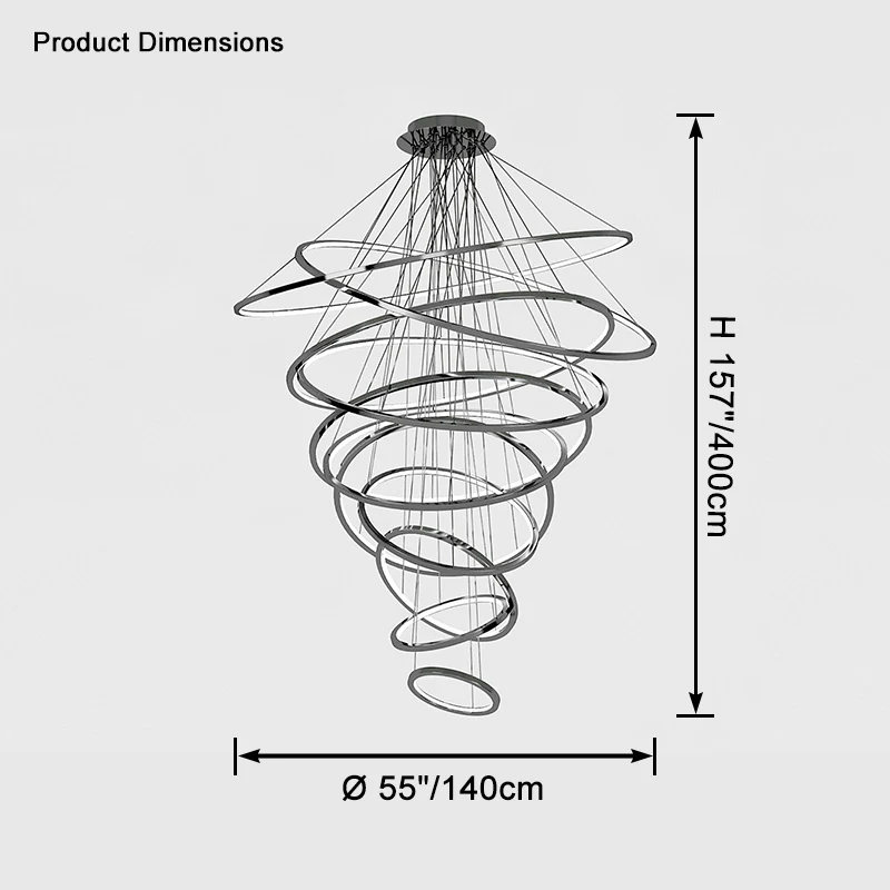 WOMO Large Tiered Ring Foyer Chandelier-WM2654 - Image 27