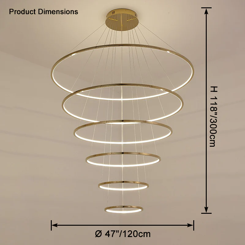 WOMO Large Tiered Ring Foyer Chandelier-WM2654 - Image 33