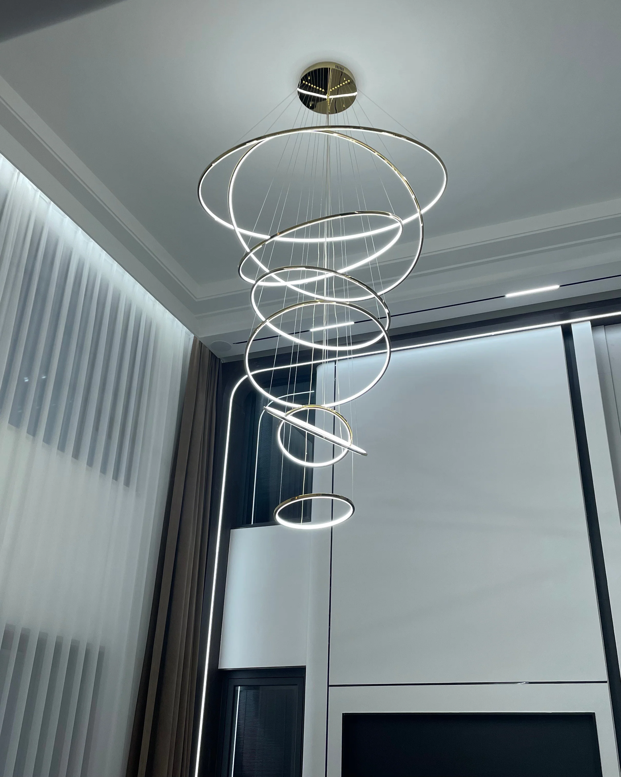 WOMO Large Tiered Ring Foyer Chandelier-WM2654 - Image 4