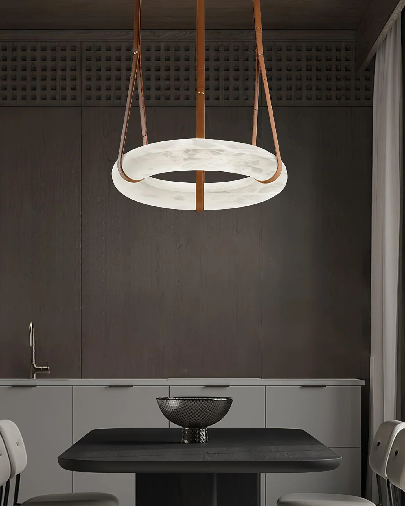 WOMO Alabaster Circular Leather Chandelier-WM2875 - Image 12