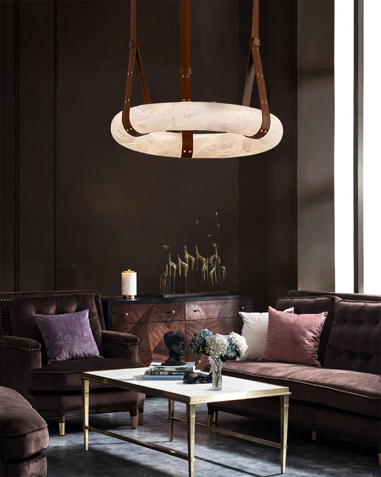 WOMO Alabaster Circular Leather Chandelier-WM2875 - Image 13