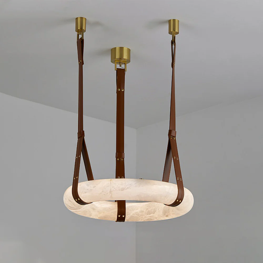 WOMO Alabaster Circular Leather Chandelier-WM2875 - Image 16