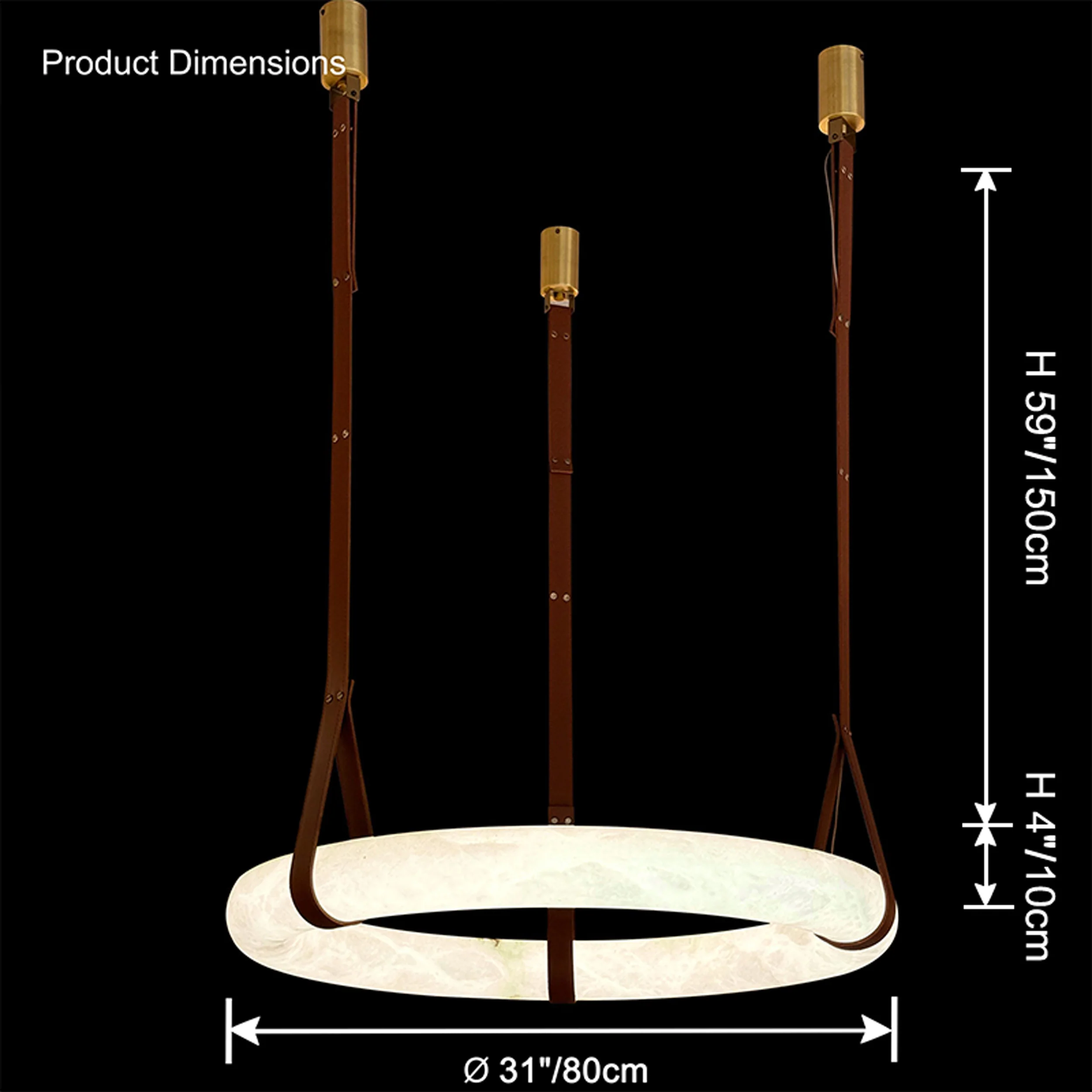 WOMO Alabaster Circular Leather Chandelier-WM2875 - Image 19
