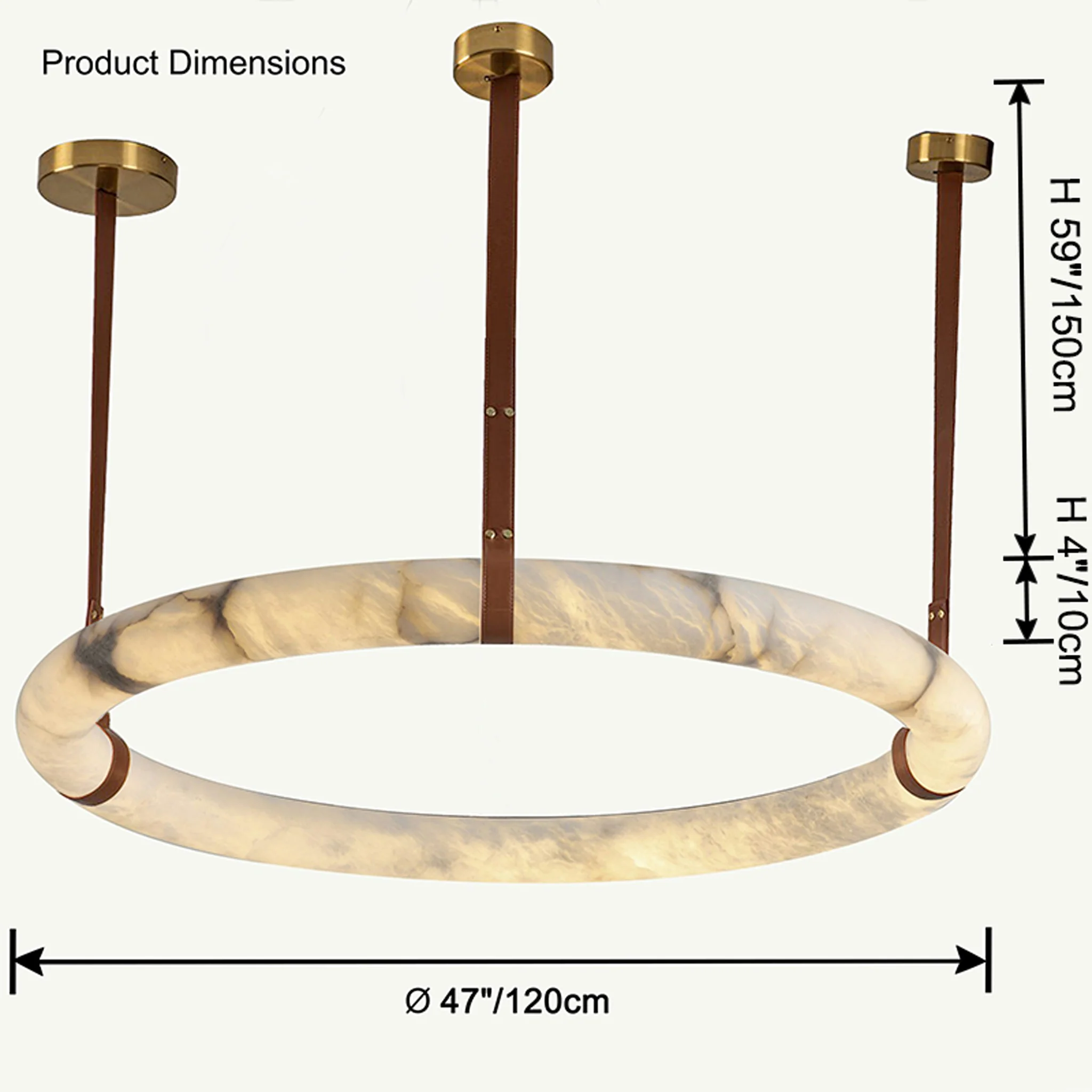 WOMO Alabaster Circular Leather Chandelier-WM2875 - Image 23