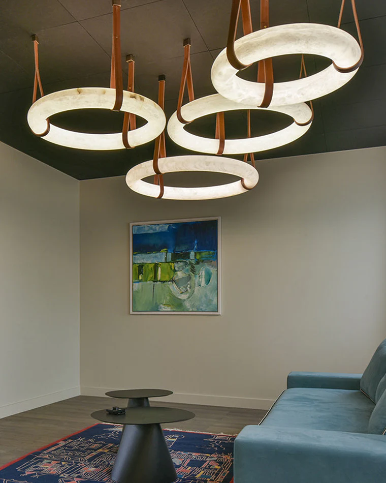 WOMO Alabaster Circular Leather Chandelier-WM2875 - Image 5