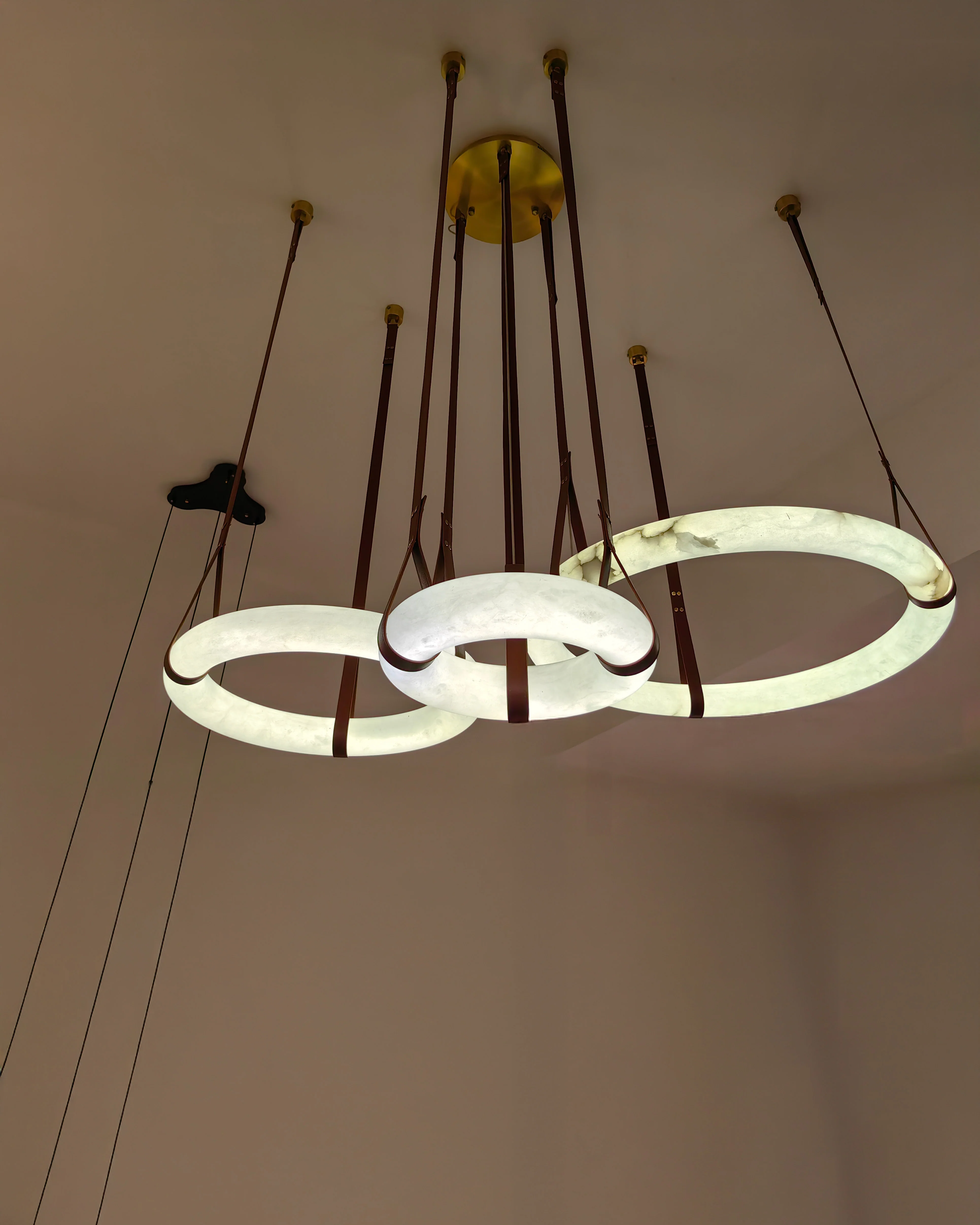 WOMO Alabaster Circular Leather Chandelier-WM2875 - Image 7