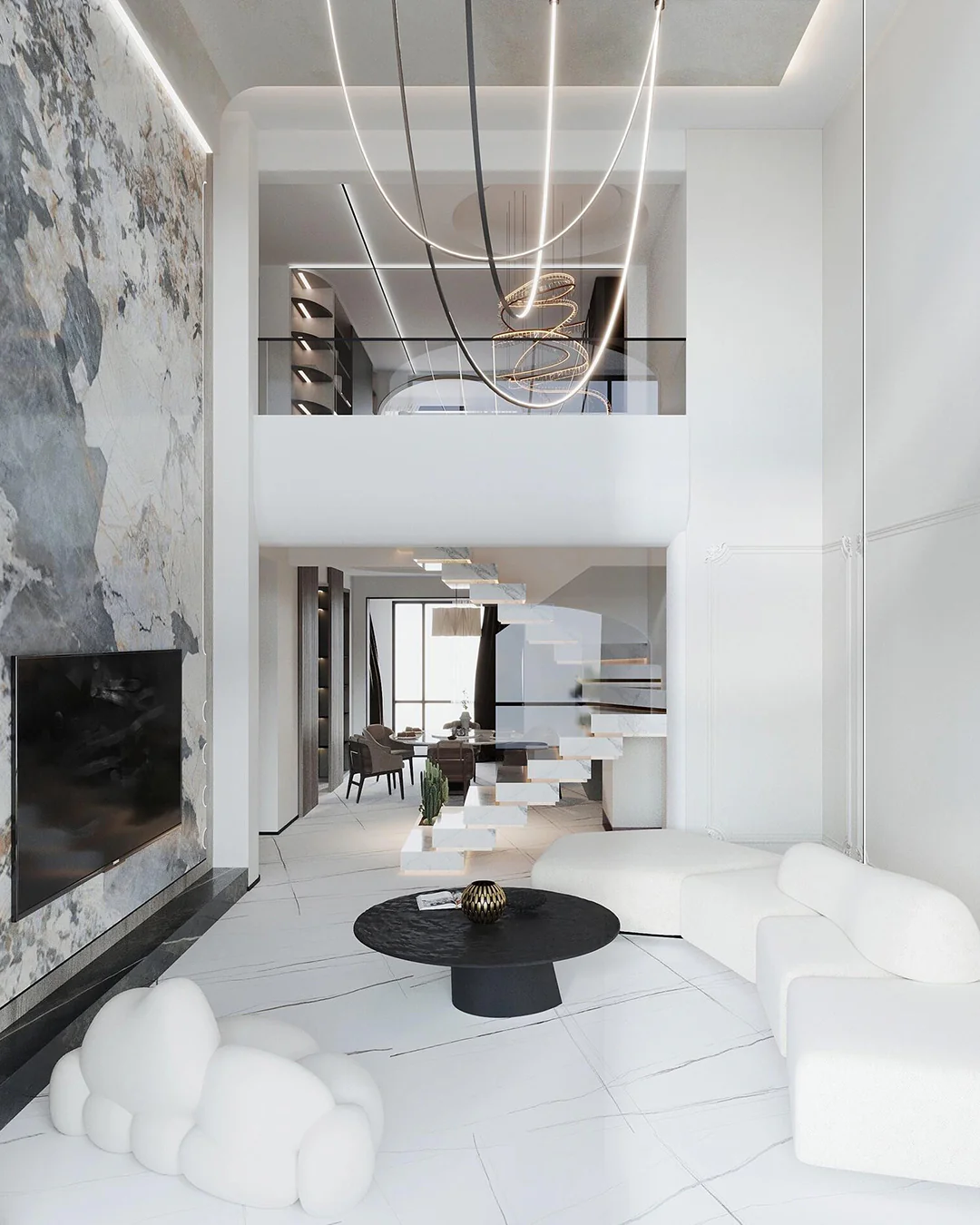 WOMO Leather Led Chandelier-WM2941 - Image 9