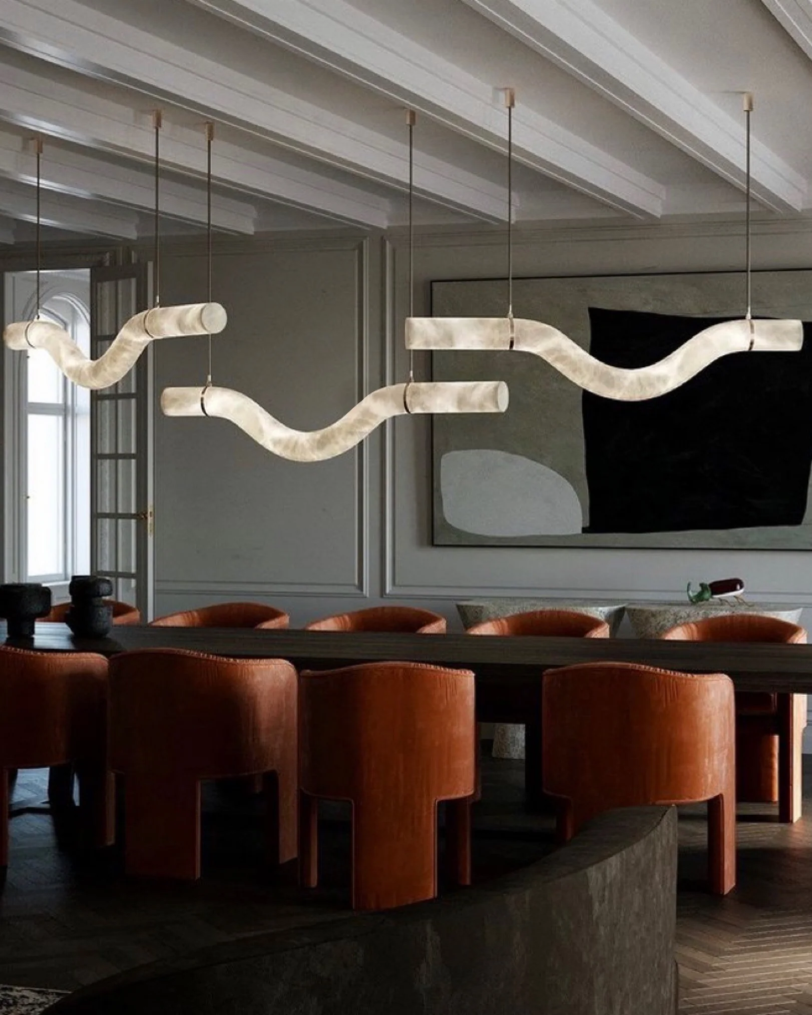 WOMO Liberty Curved Alabaster Pendant Light-WM2891 - Image 3