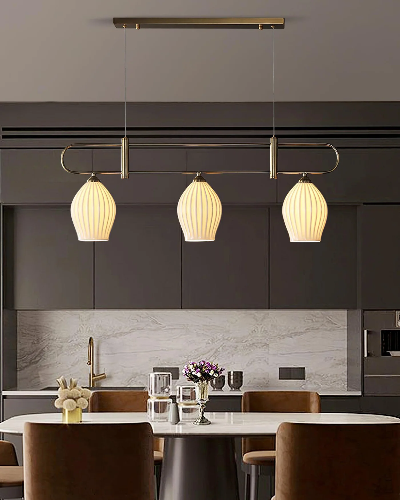 WOMO Ceramic Bud Linear Chandelier-WM2121b - Image 7