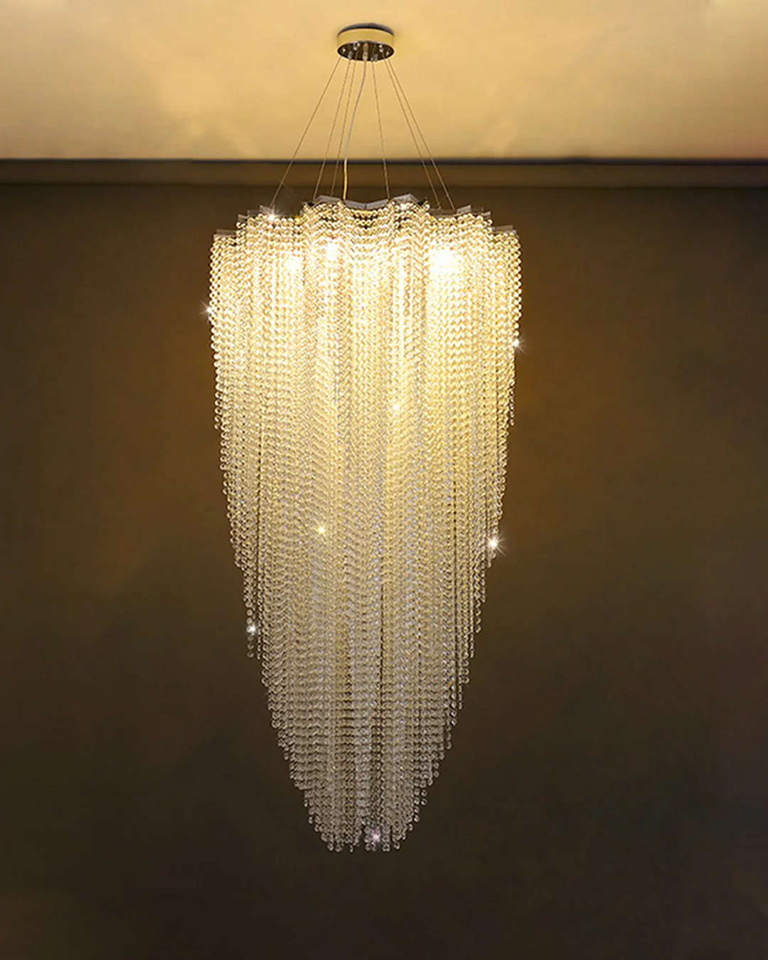 WOMO Cascading Crystal Foyer Chandelier-WM2750 - Image 11