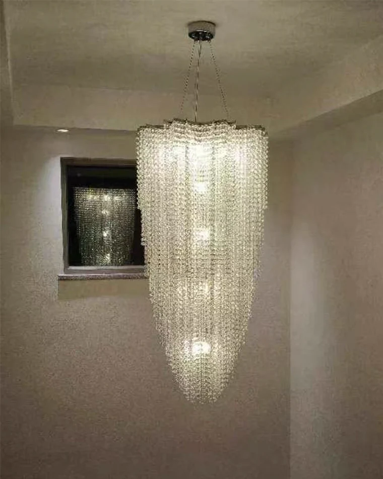 WOMO Cascading Crystal Foyer Chandelier-WM2750 - Image 12