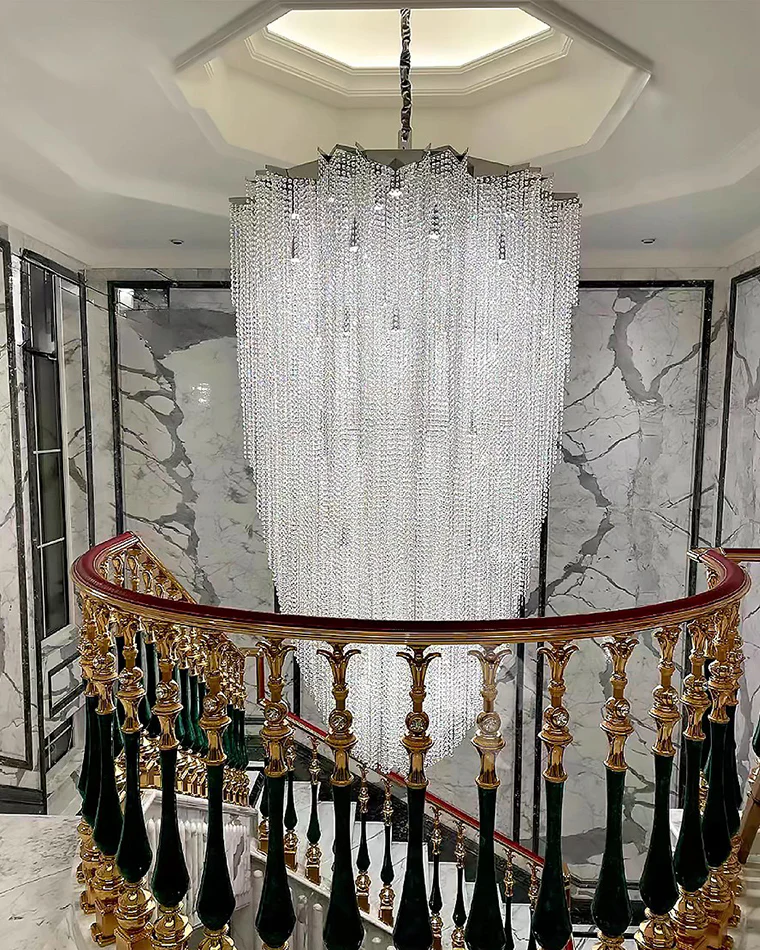 WOMO Cascading Crystal Foyer Chandelier-WM2750 - Image 13