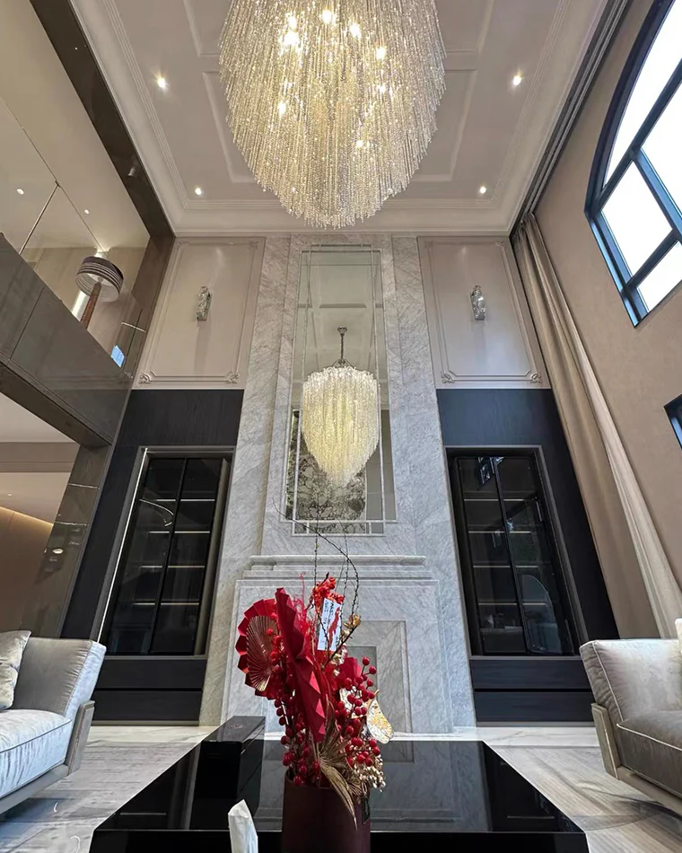 WOMO Cascading Crystal Foyer Chandelier-WM2750 - Image 14