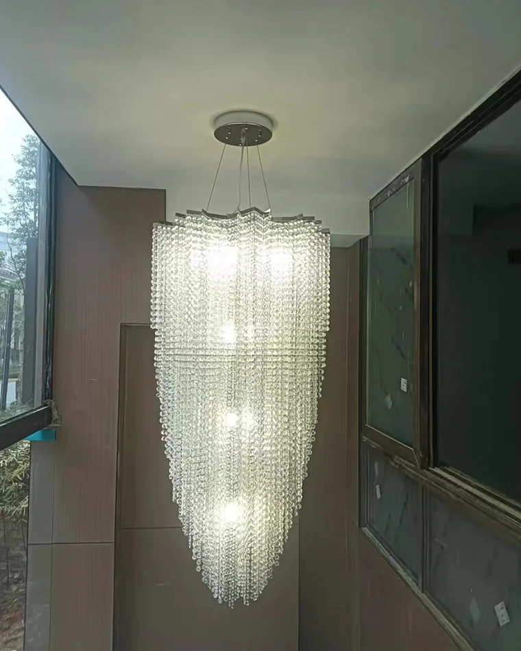 WOMO Cascading Crystal Foyer Chandelier-WM2750 - Image 15
