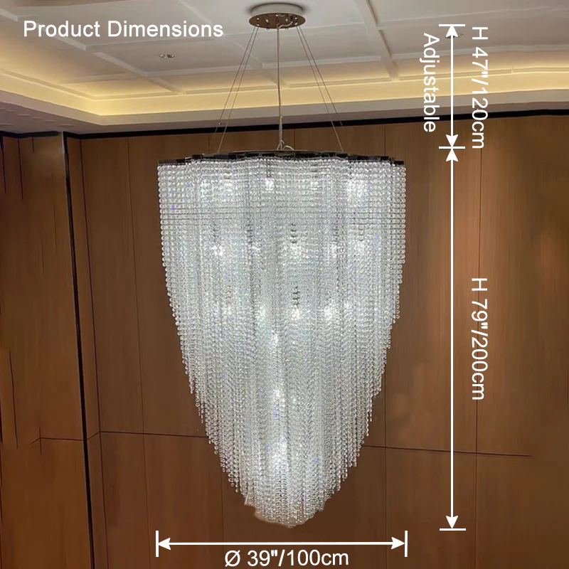 WOMO Cascading Crystal Foyer Chandelier-WM2750 - Image 25